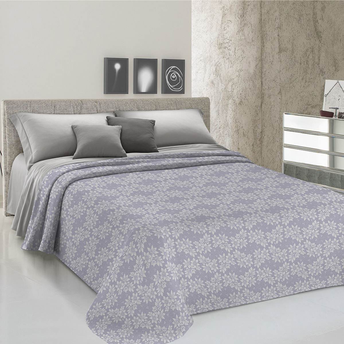 Copriletto di cotone Olivia grigio 100% cotone