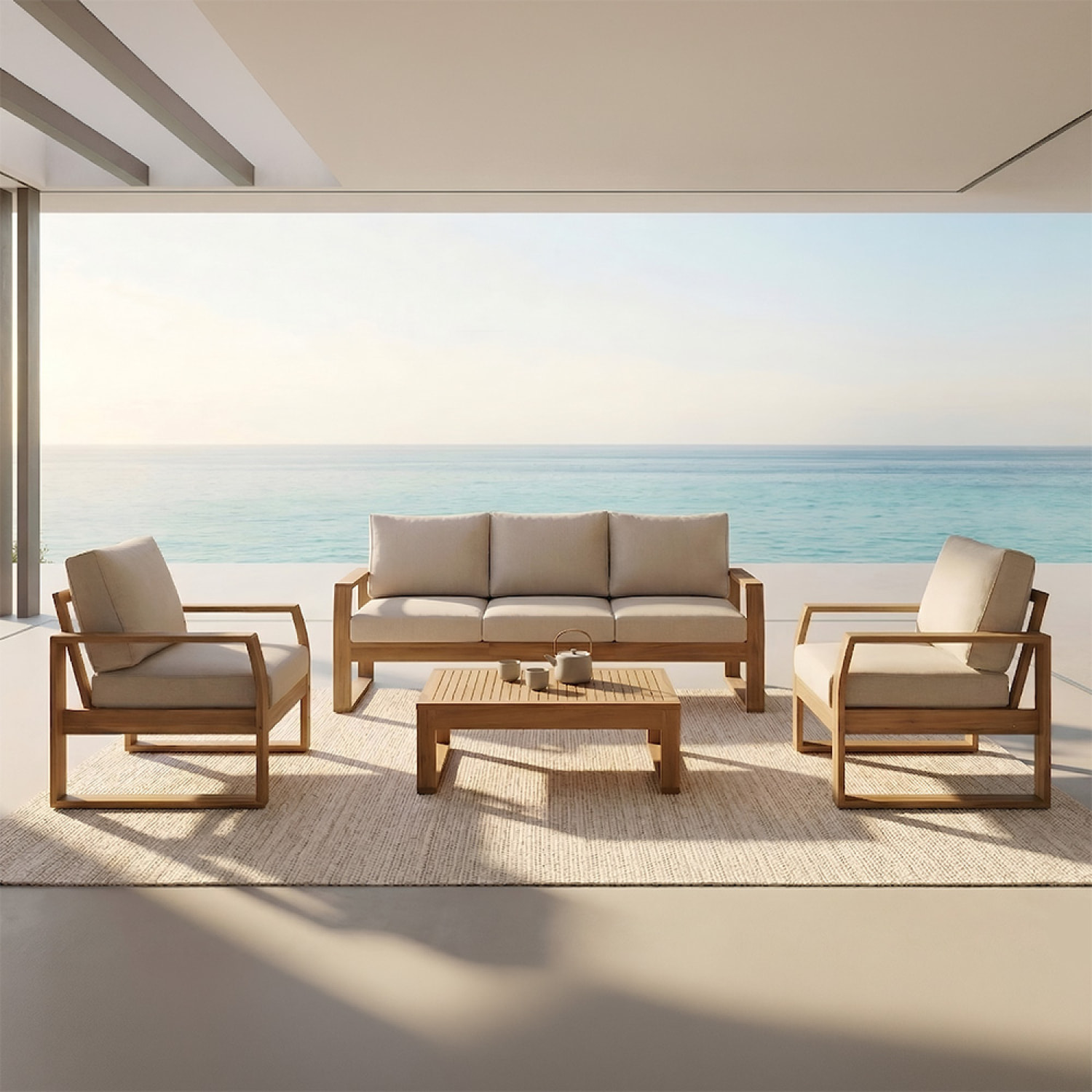 Salon de jardin 5 places en bois d’acacia BIHN