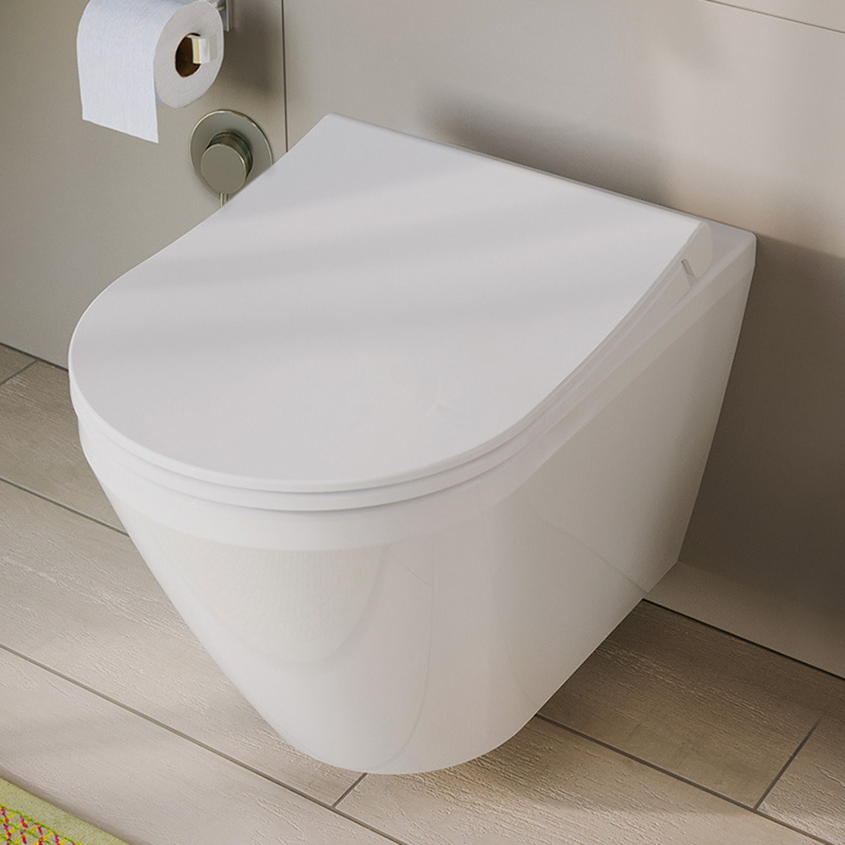 Pack WC Bâti-support V-Fix Core + WC sans bride Integra, fixations invisibles + Plaque, Blanc Brillant (V-FixIntegraRimless-1)