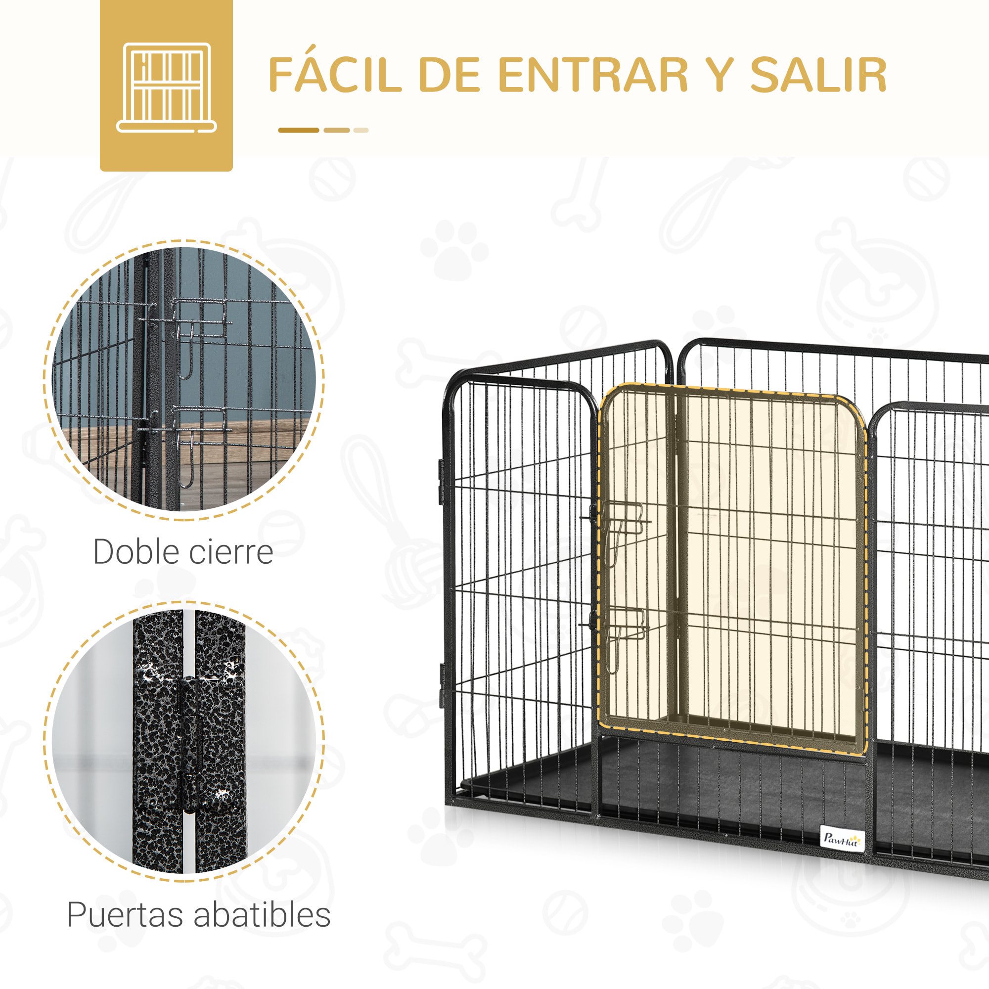 Parque para Mascotas Rectangular 4 Vallas Puerta de Doble Pestillos 109x74x71cm