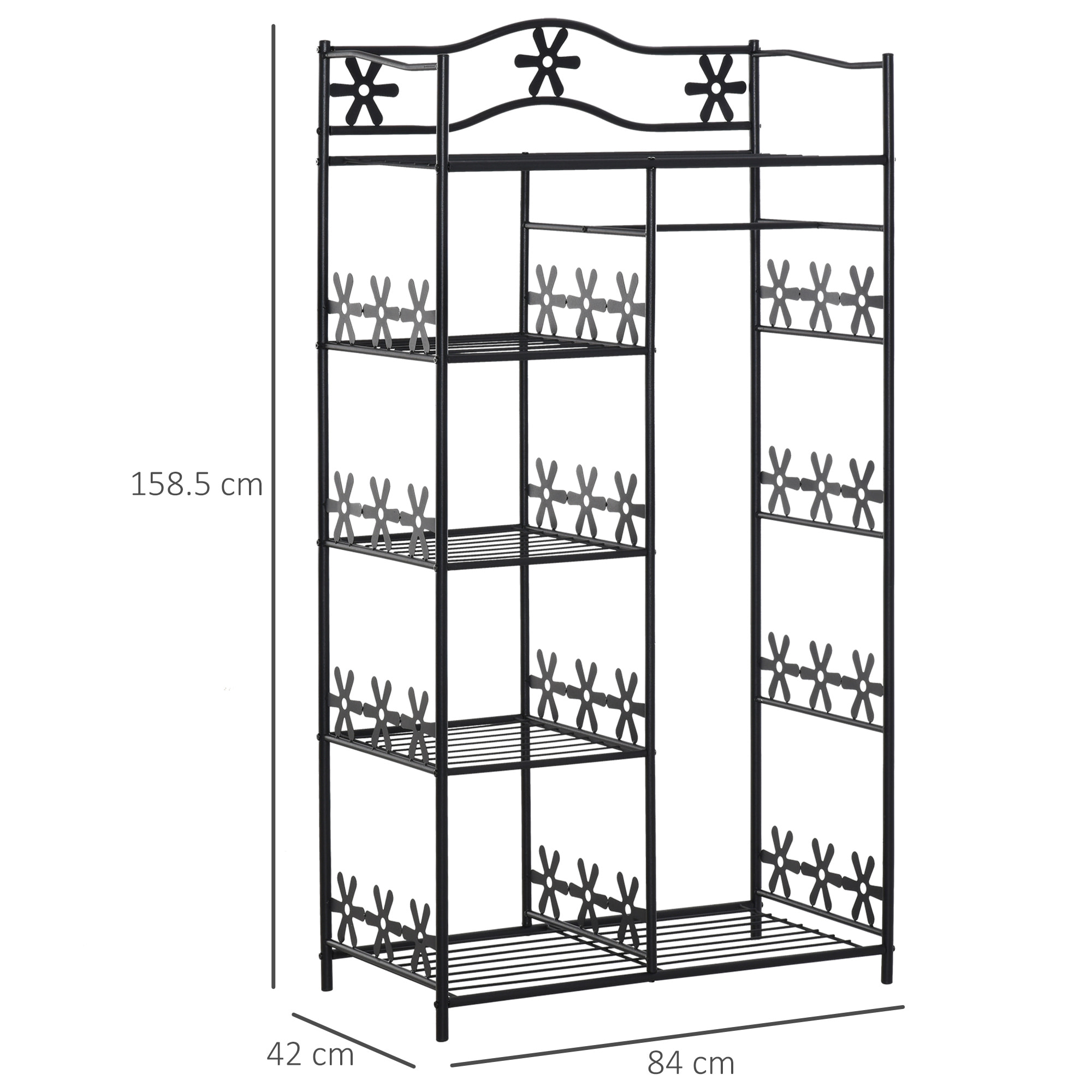 HomCom Armadio Guardaroba Appendiabiti in Ferro, Nero, 84x42x159cm