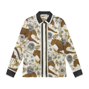Camicia con stampa leopardata e bordo