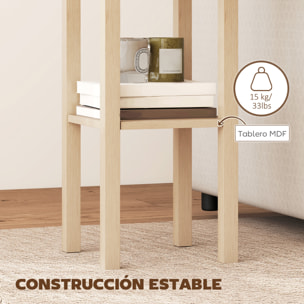 Mesa Auxiliar Rústica, Mesa Auxiliar para Sofá, con Cajón y Estante, Mesita de Noche para Salón, Dormitorio, 30x30x75 cm, Madera Natural