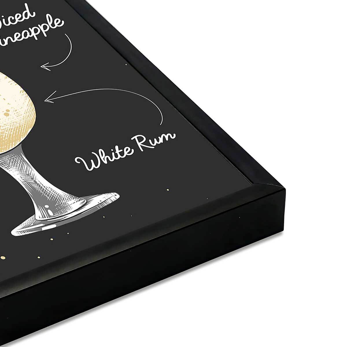 Affiche encadrée cocktail Piña Colada Affiche + cadre en métal - Noir