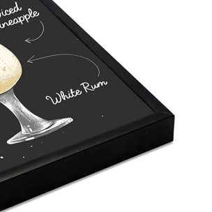 Affiche encadrée cocktail Piña Colada Affiche + cadre en métal - Noir