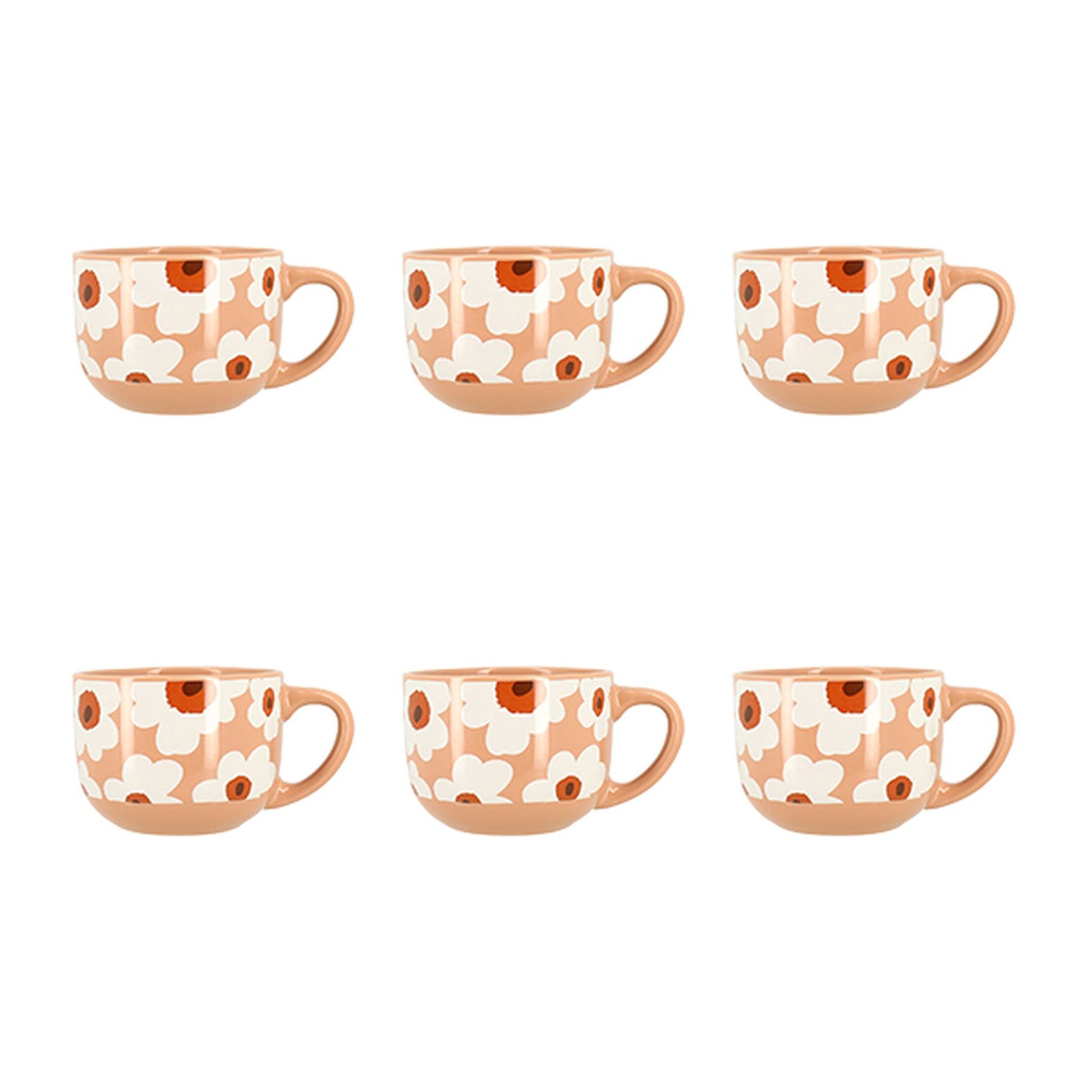 Lot de 6 jumbos en grès avec motifs à fleurs MARGUERITE