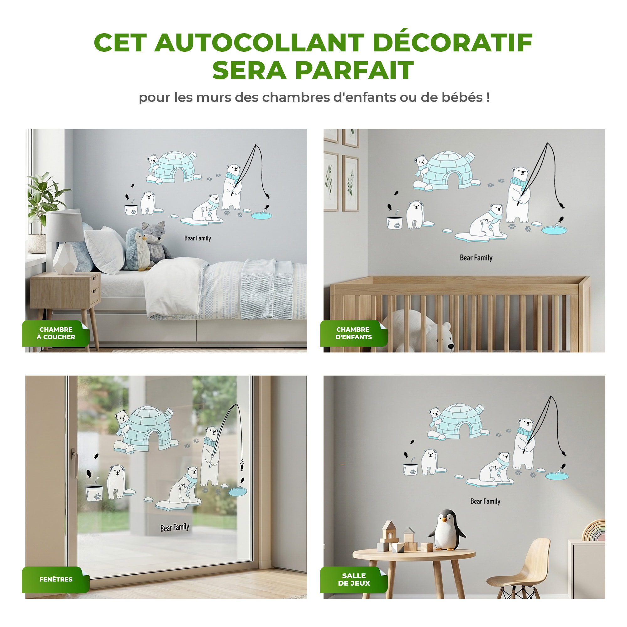 Stickers Muraux décoration adhésifs ours
