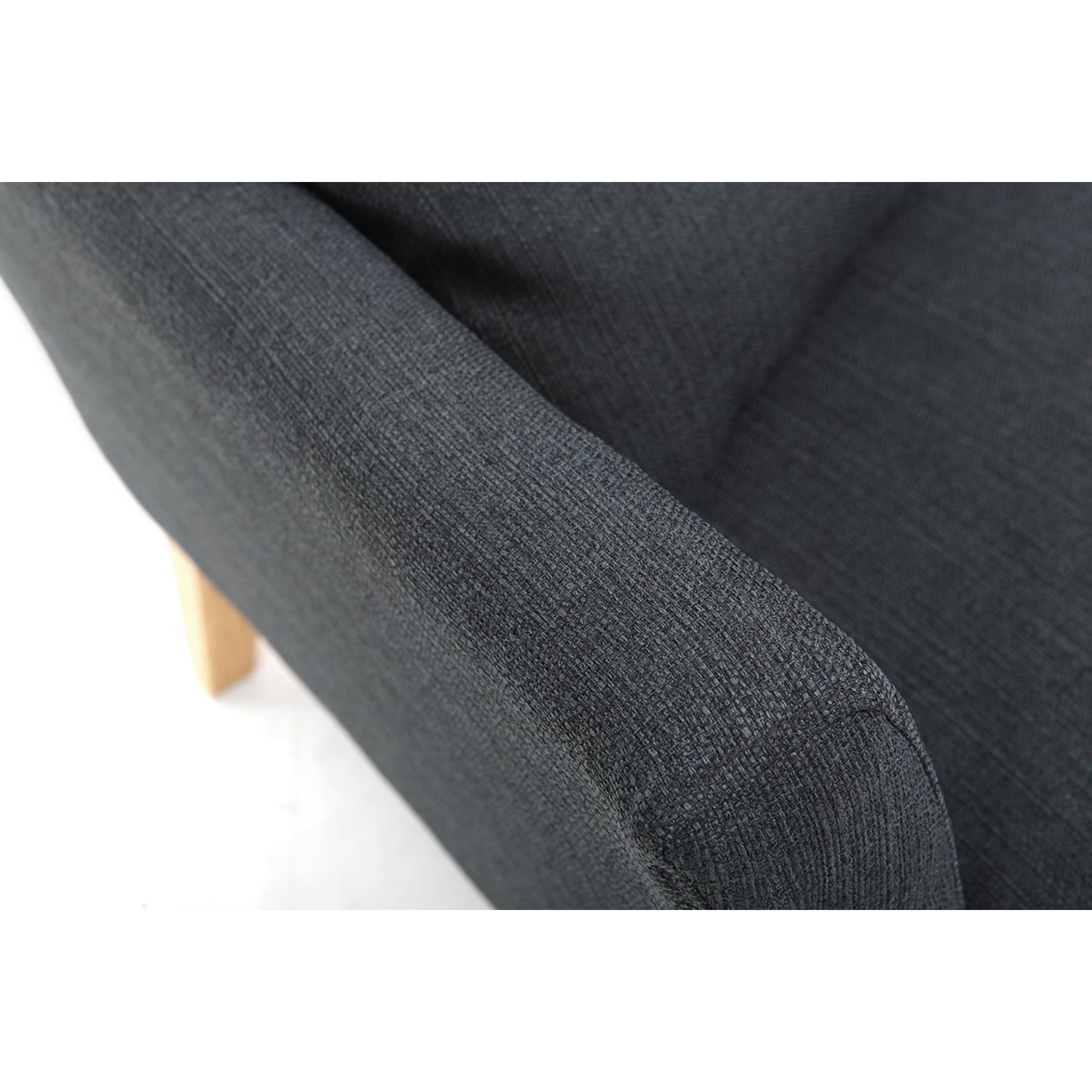 Canapé scandinave déhoussable 2 places en tissu gris foncé et bois clair OSLO