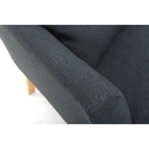 Canapé scandinave déhoussable 2 places en tissu gris foncé et bois clair OSLO