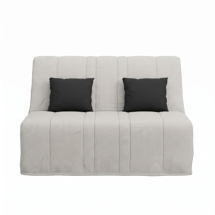 Banquette convertible Nea, matelas Simmons, 140 x 190 cm, 2 coussins offerts, Aba perle