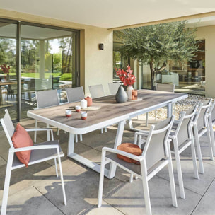 Table de jardin extensible Unisson Pécan & Blanc