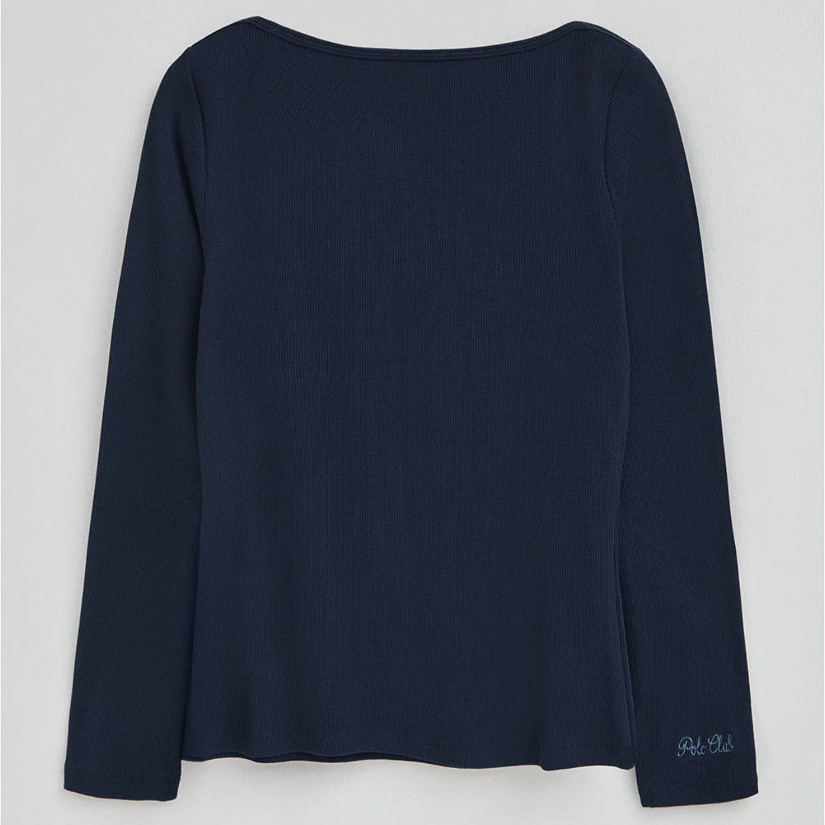 Maglietta blu marino a maniche lunghe e collo a barca Polo Club