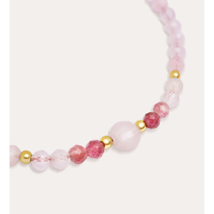 Pulsera Amulet Rose Quartz Acero Baño Oro