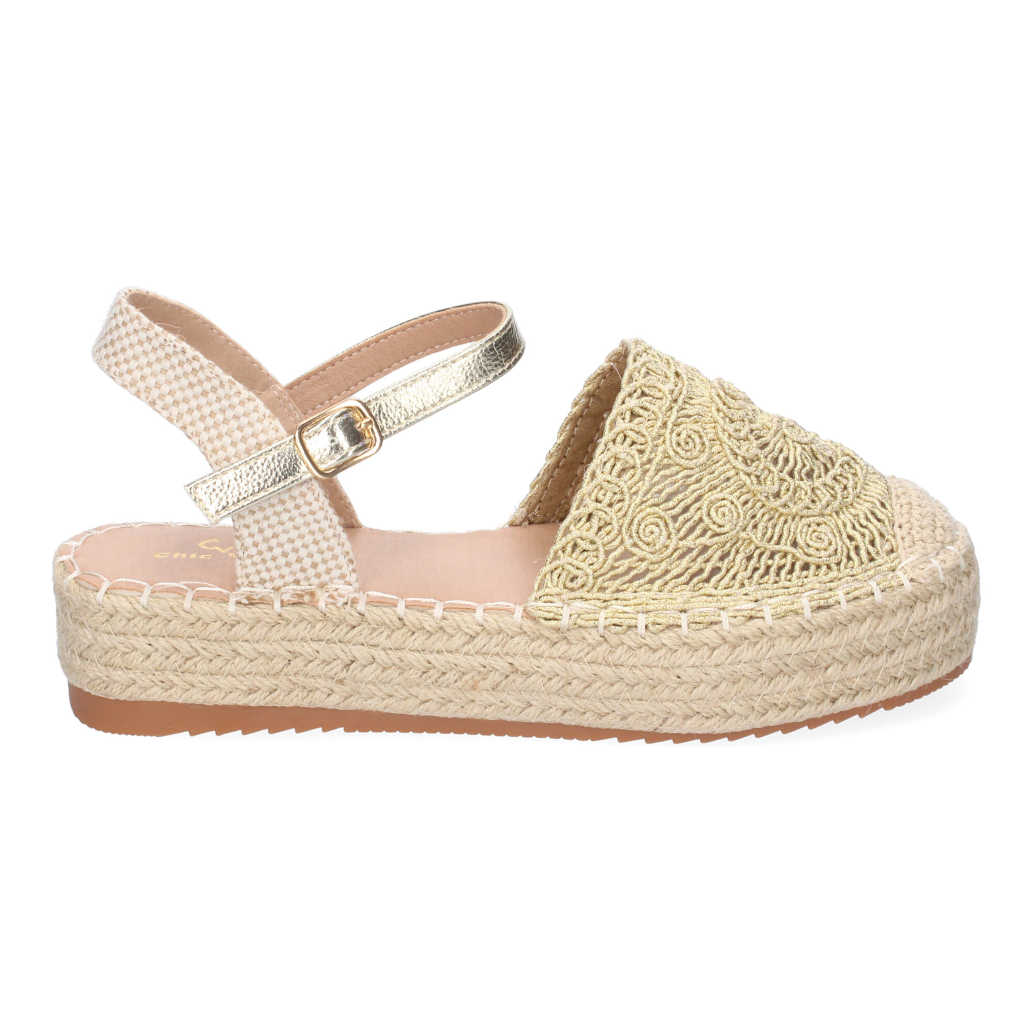 Sandalia de Plataforma para Mujer, Comoda, Forrada de Yute, Pala Cerrada y Entrelazada