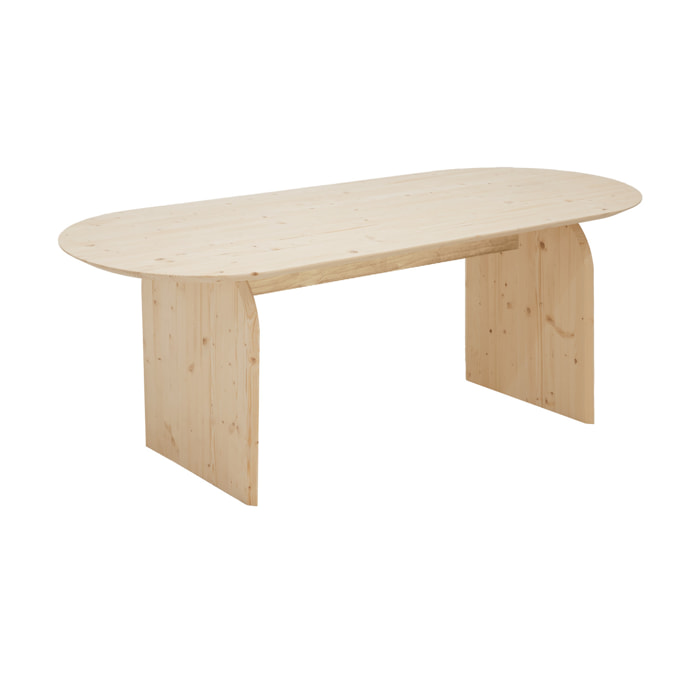 Table à manger ovale en bois massif ton naturel en différentes tailles