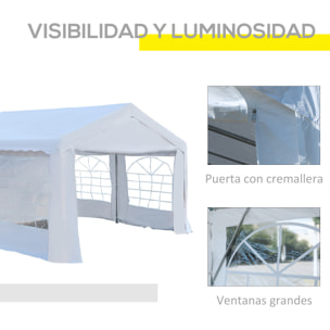 Carpa Pabellón de Acero y Tela de PE 4x4x2,8m Blanco