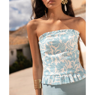 Top de mujer estilo corpiño con espalda entrelazada.