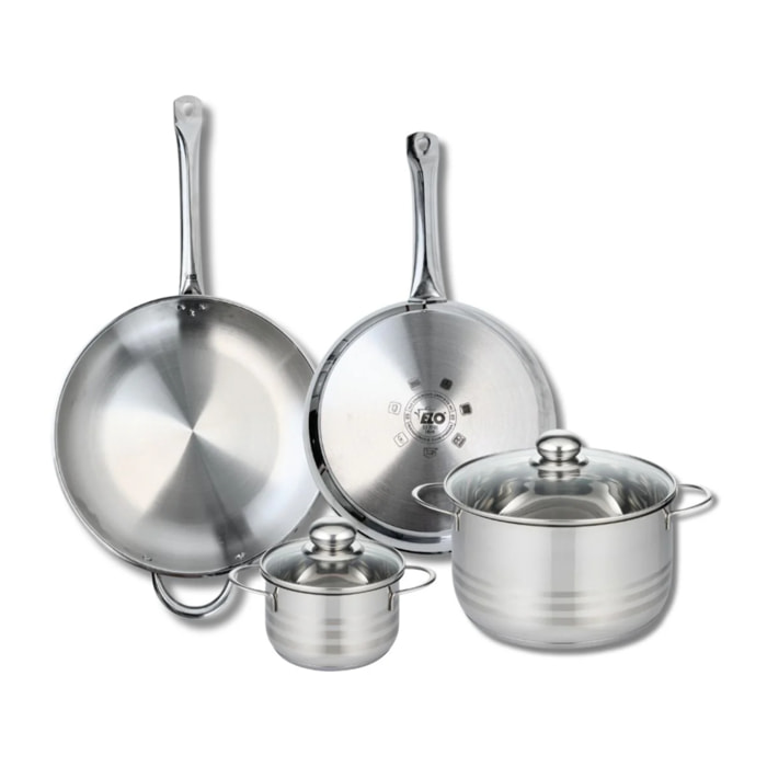 Ensemble de 2 Poêles de cuisson 28 et 32 cm et 2 faitouts 14 et 24 cm Elo Profi Brillant
