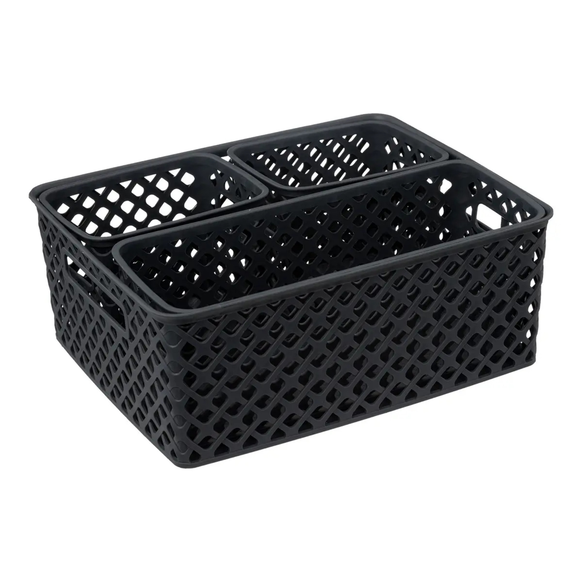 Lot de 4 paniers Folk gris