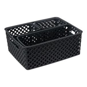 Lot de 4 paniers Folk gris