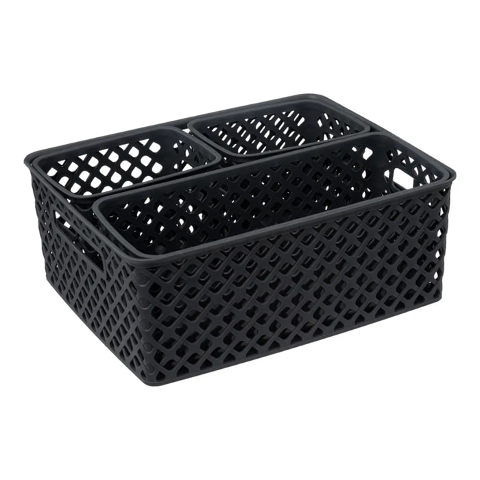 Lot de 4 paniers Folk gris