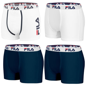 Set 4 calzoncillos bóxer fila en colores blanco y azul marino para hombre