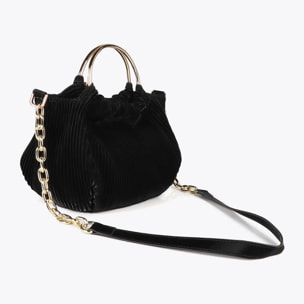 Piccola borsa plissettata effetto pelle cerata con etichetta 'bags lovers'