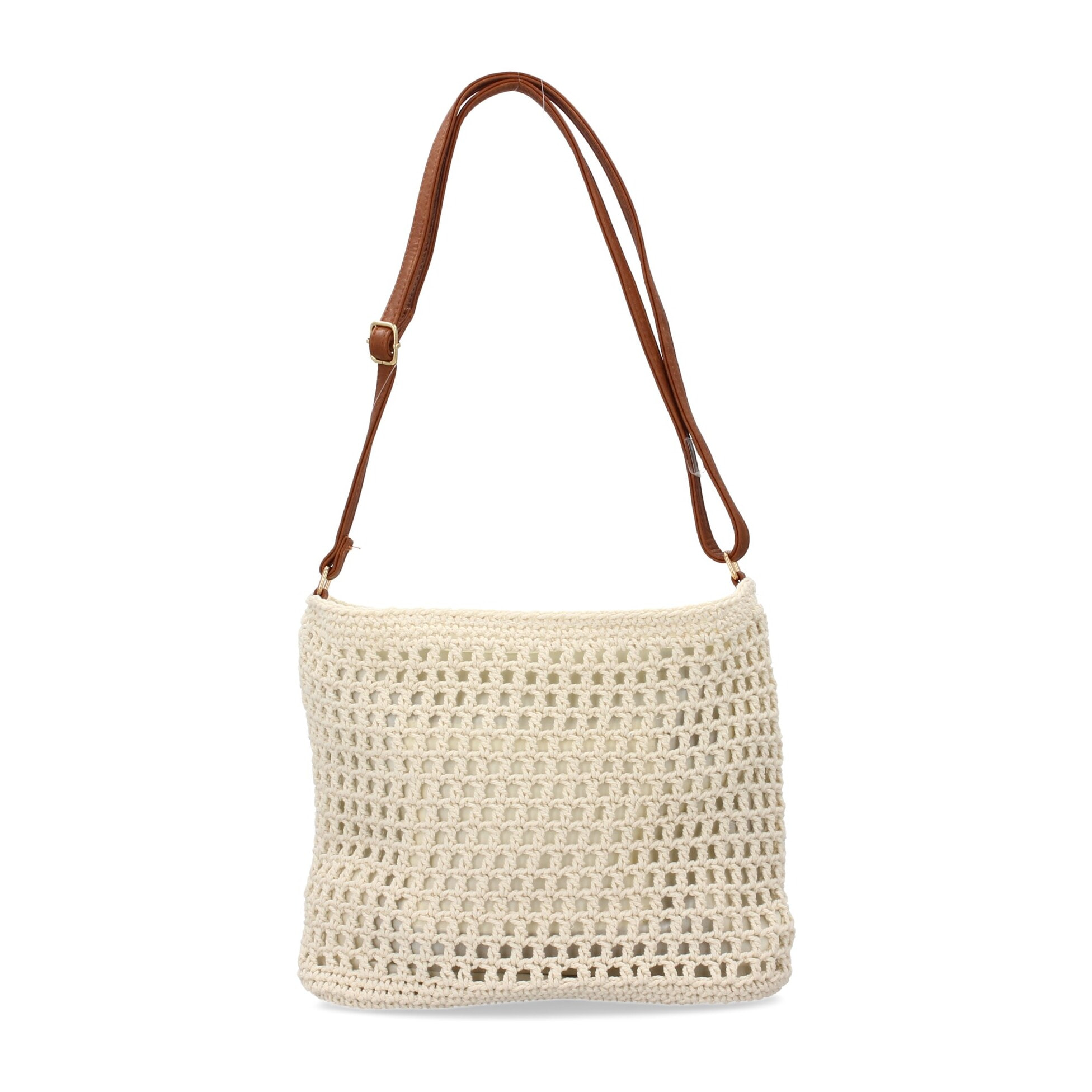 Bandolera de rafia para mujer, diseño moderno, interior con un compartimento principal de cremallera