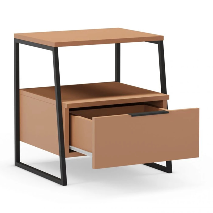 Mesita de noche Oksa Terracota - Negro