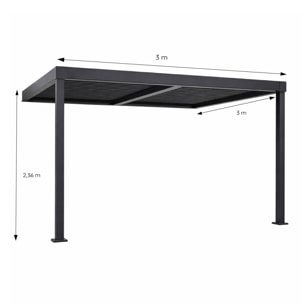 Pergola bioclimatique adossée en aluminium noir 3x3m PANAGIA