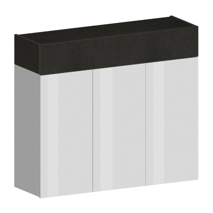 Scarpiera Griselda, Porta scarpe salvaspazio a 4 ante, Armadio multifunzione da ingresso, 114x38h100 cm, Bianco e Ardesia