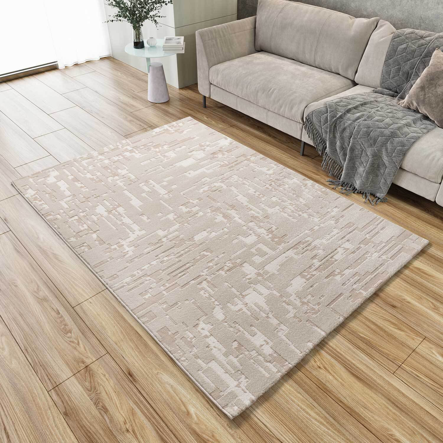 BARESA Alfombra abstracta con relieve en tonos beige, varias medidas disponibles