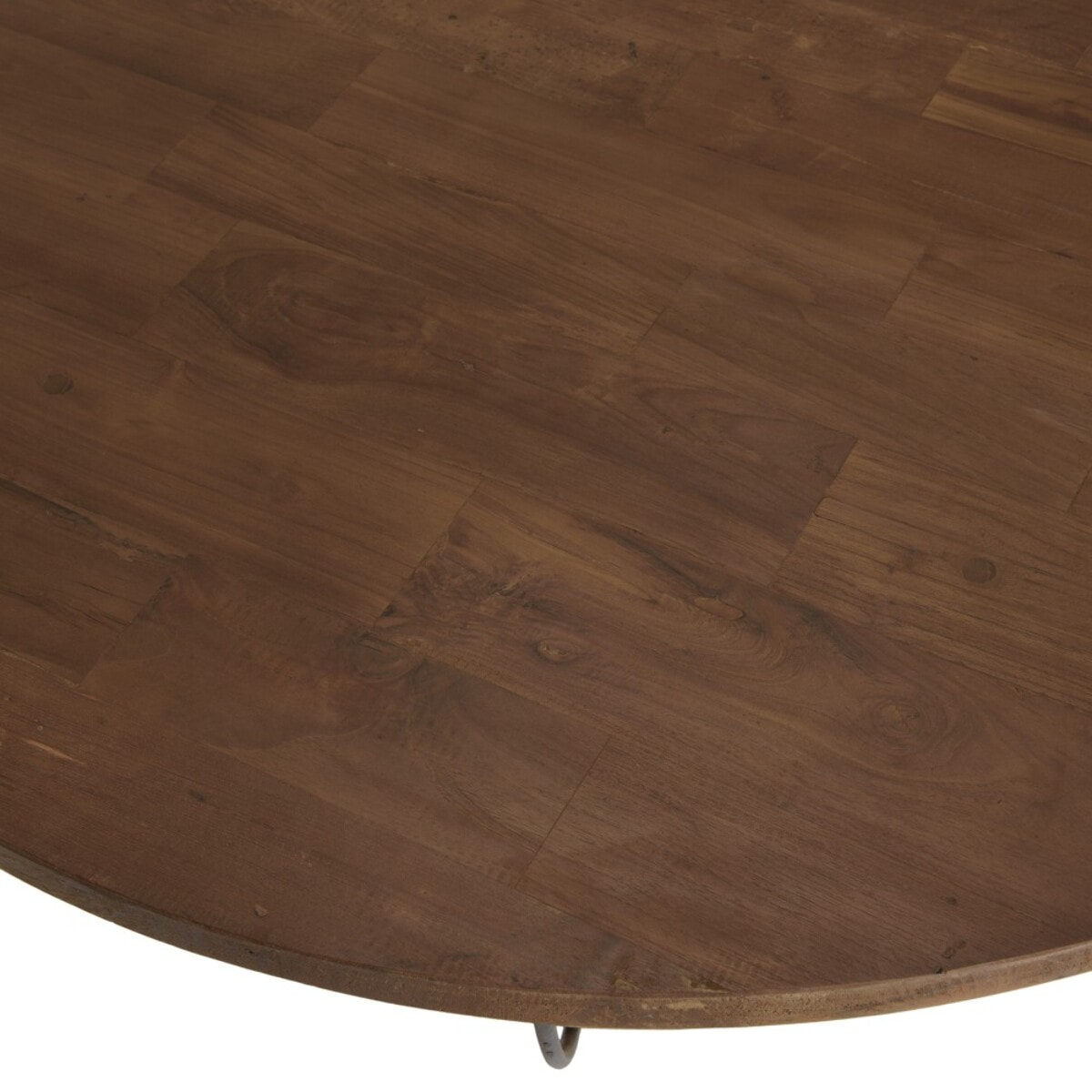 SIXTINE - Table basse coque ronde 120x120cm double plateau Teck recyclé métal noir
