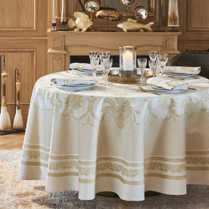 Nappe anti tache coton mélangé motif jacquard Eleonore dore