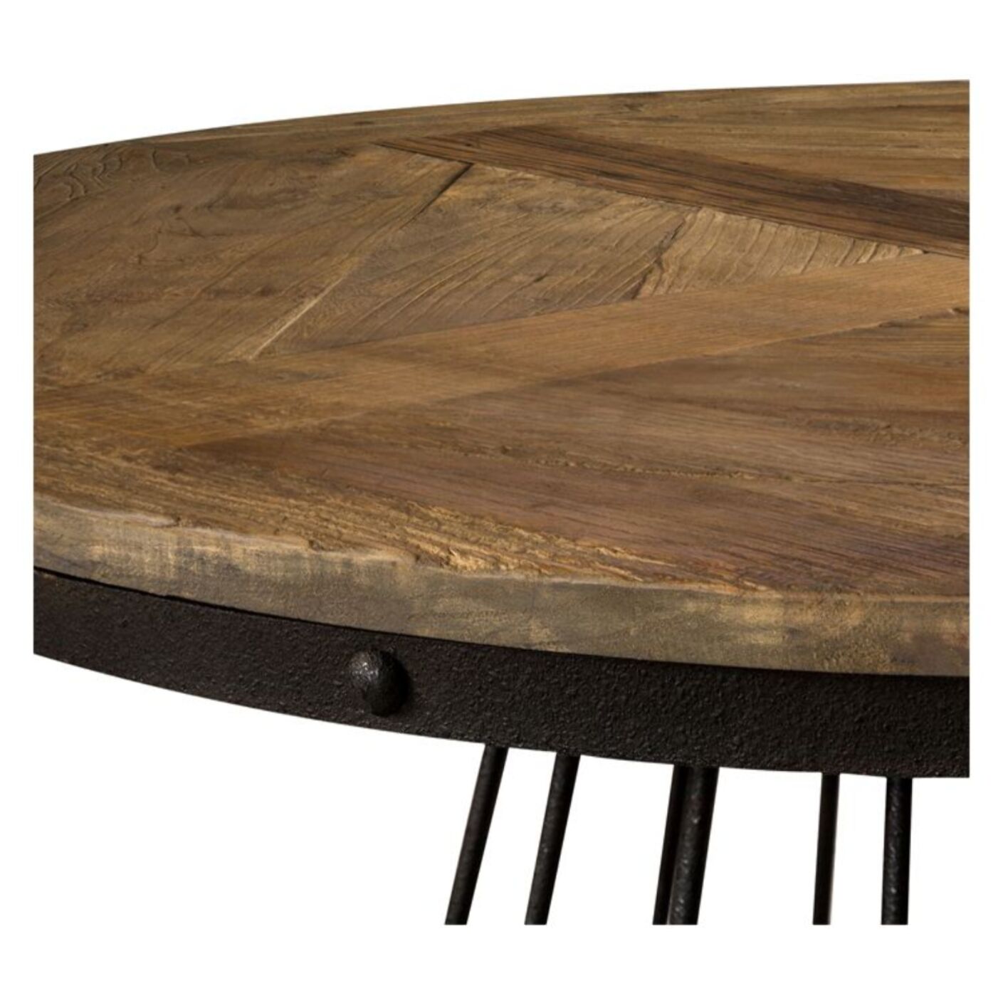 Table ronde 5 personnes en bois de cèdre et pied en métal D110 cm - Pralus