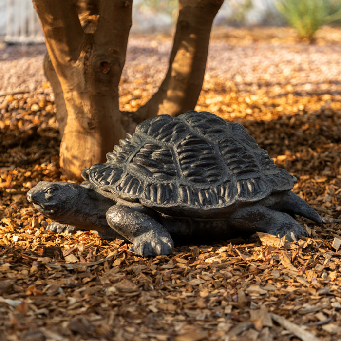 Tortue déco extérieur Francky H.21,5cm résine gris