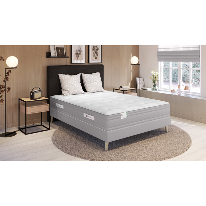 Ensemble LE PUISSANT, matelas H25 ressorts ensachés, mi-ferme, sommier