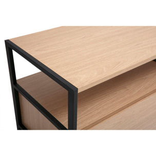 Meuble TV finition bois clair chêne et métal noir L180 cm MAXENCE