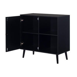 Goto - buffet haut - noir et cannage - 2 niches et 1 porte - 80 cm - Noir