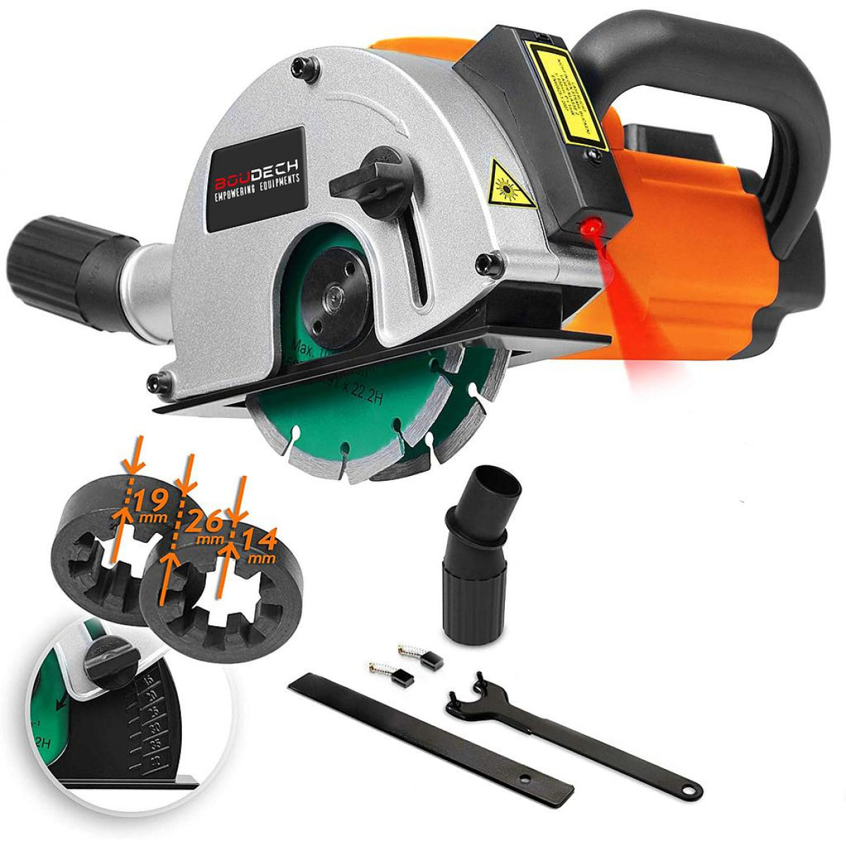 Scanalatrice Tracce Muro da 1700W Laser Guida 2 Lame Diamantate Adattatore Aspirapolvere