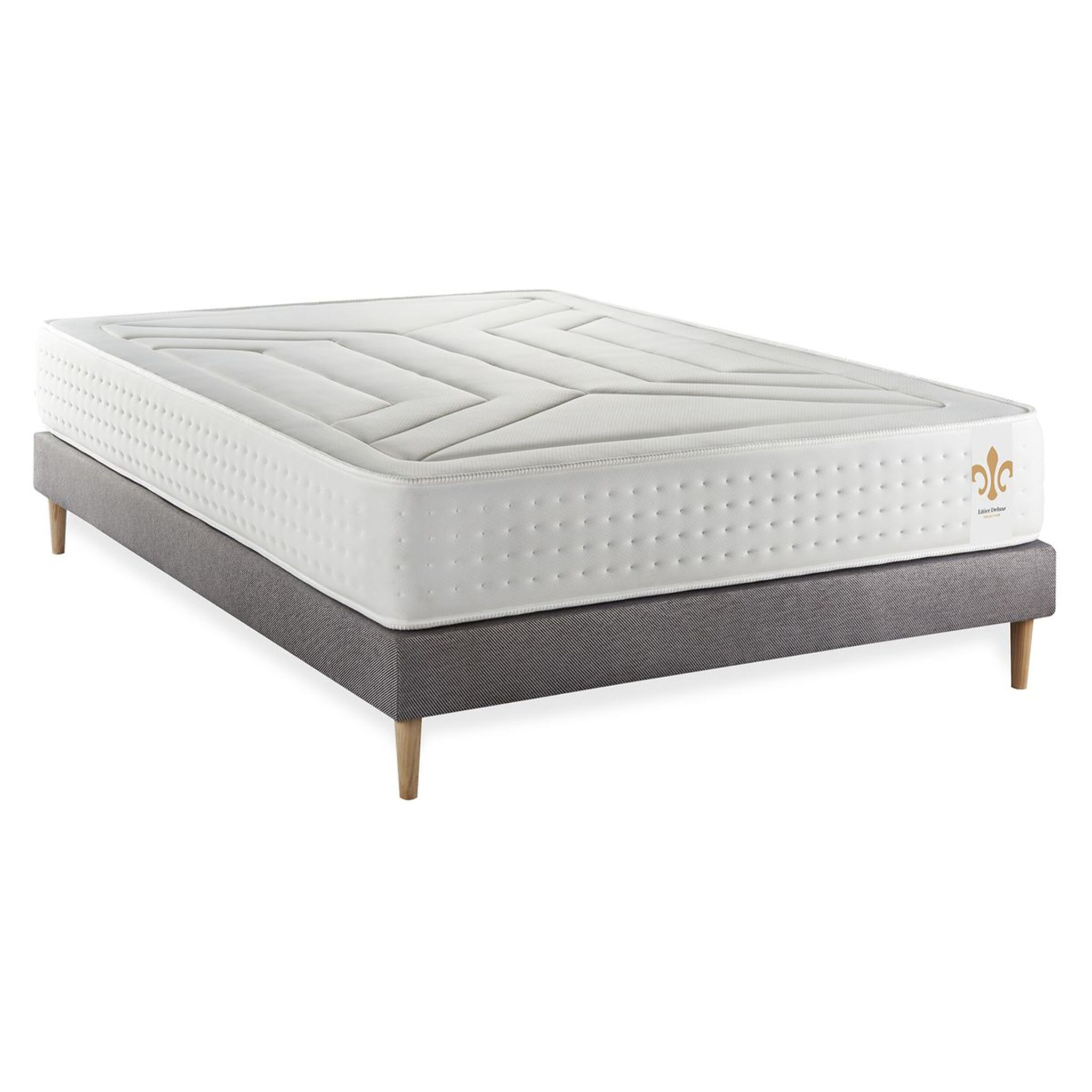 Ensemble Matelas Vingt-Quatre - 24cm - Ressorts ensachés et mémoire de forme - Soutien sur mesure - Sommier kit Gris