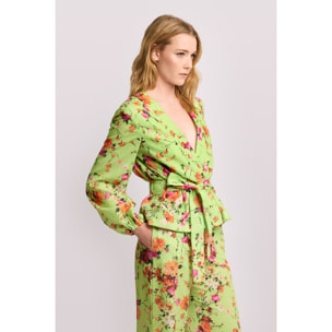 Kocca - Blusa in tessuto a stampa floreale Donna, Fantasia floreale, Scollo a V