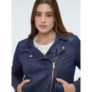 Fiorella Rubino - Chaqueta biker con cremallera asimétrica - Azul