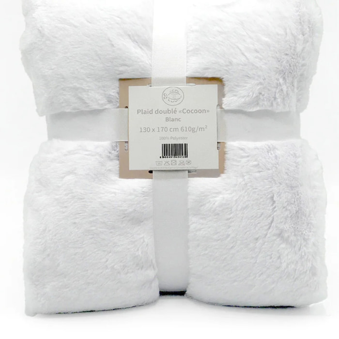 Plaid imitation "Lapin" - Cocoon Blanc - 130x170cm - 610g/m²