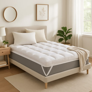 Surmatelas Delight | 5 cm | 100% Plumes de canard | Sangles de maintien