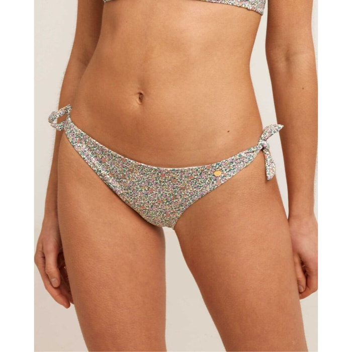 Braga de bikini clásica con lazos y estampado de flores
