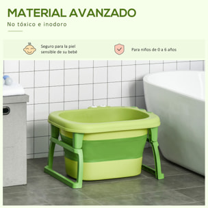 Bañera Plegable para Bebé de 0-6 Años Capacidad 105L Bañera Portátil para Niños con Patas Antideslizantes y Orificio de Drenaje Carga 50 kg 75,3x55,4x43 cm Verde