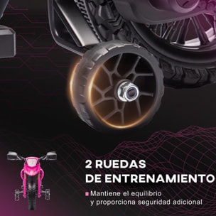 Moto Eléctrica para Niños de +3 Años Moto de Batería 12V para Niños con Ruedas de Entrenamiento Acelerador en Puño y Bocina Carga 30 kg Rosa