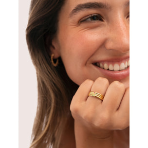 Pack 3 Anillos Palmar Colors Acero Baño Oro