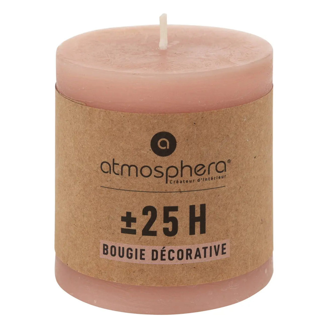 Bougie rustique rose clair 220g